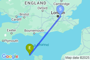 Map of the flight from London City to Alderney