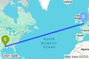 Map of the flight from London City to Alexandria