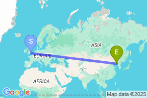 Map of the flight from London City to Anshan