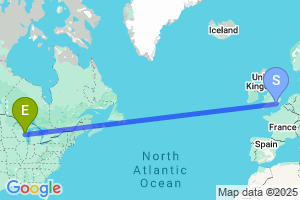 Map of the flight from London City to Appleton