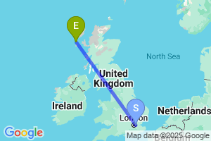 Map of the flight from London City to Benbecula