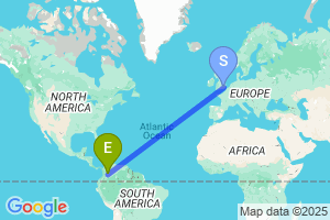 Map of the flight from London City to Bogota