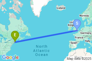 Map of the flight from London City to Boston