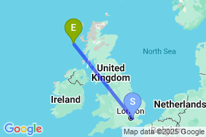 Map of the flight from London City to Barra