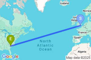 Map of the flight from London City to Columbia