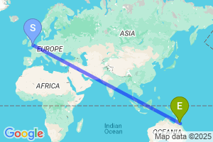 Map of the flight from London City to Cairns