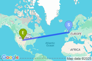 Map of the flight from London City to Colorado Springs