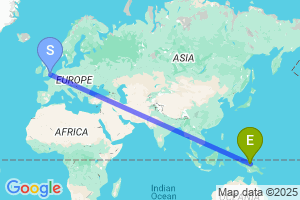 Map of the flight from London City to Jayapura