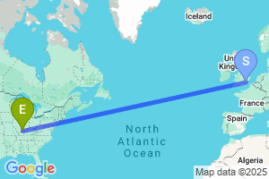 Map of the flight from London City to Evansville