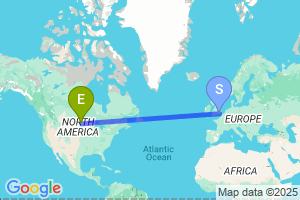 Map of the flight from London City to Fargo