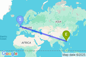 Map of the flight from London City to Foshan