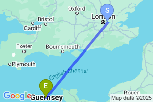 Map of the flight from London City to Guernsey