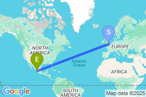 Map of the flight from London City to Guadalajara