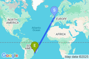 Map of the flight from London City to Sao Paulo Guarulhos
