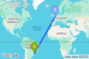 Map of the flight from London City to Joinville