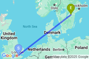 Map of the flight from London City to Linkoping