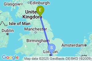 Map of the flight from London City to Durham