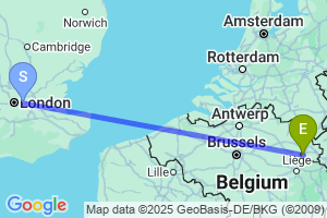 Map of the flight from London City to Maastricht