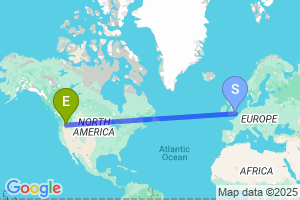 Map of the flight from London City to Pasco