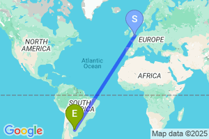 Map of the flight from London City to Rosario