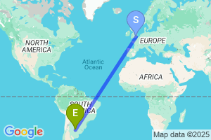 Map of the flight from London City to Santa Fe