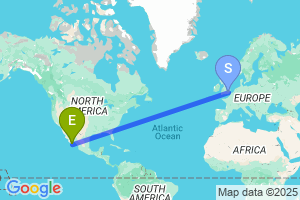 Map of the flight from London City to San Jose Cabo