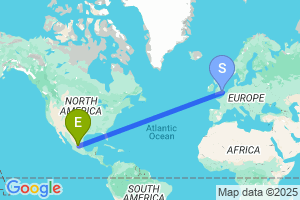 Map of the flight from London City to San Luis Potosi