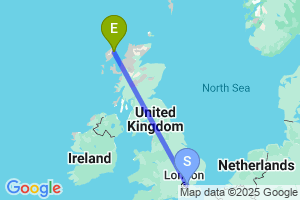 Map of the flight from London City to Stornoway