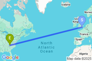 Map of the flight from London City to Kingsport