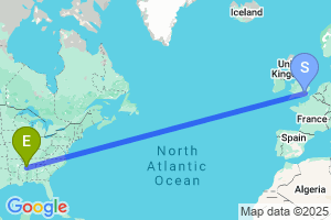 Map of the flight from London City to Tupelo