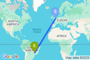 Map of the flight from London City to Uberlandia