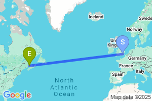 Map of the flight from London City to Moncton