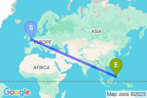 Map of the flight from London City to Zamboanga