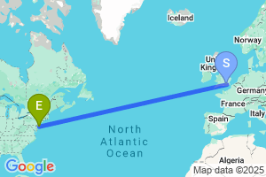 Map of the flight from London Gatwick to Atlantic City International