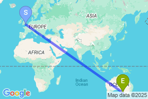 Map of the flight from London Gatwick to Adelaide