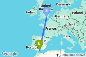 Map of the flight from London Gatwick to Malaga