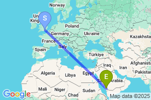 Map of the flight from London Gatwick to Abha