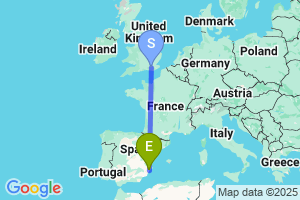 Map of the flight from London Gatwick to Alicante