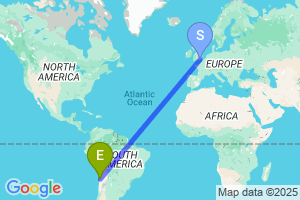 Map of the flight from London Gatwick to Antofagasta