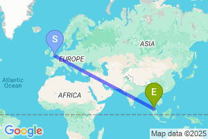 Map of the flight from London Gatwick to Alor Setar