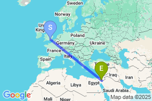 Map of the flight from London Gatwick to Aqaba