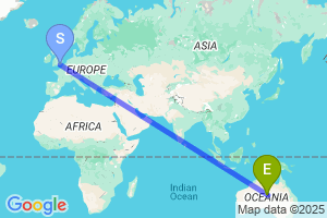 Map of the flight from London Gatwick to Alice Springs