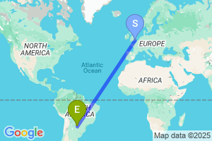 Map of the flight from London Gatwick to Asuncion