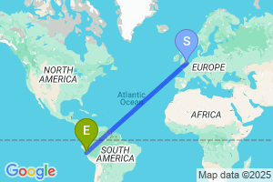 Map of the flight from London Gatwick to Anta