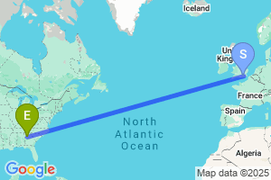 Map of the flight from London Gatwick to Atlanta