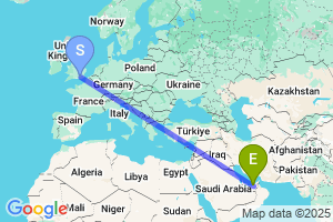 Map of the flight from London Gatwick to Abu Dhabi