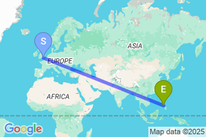 Map of the flight from London Gatwick to Bacolod