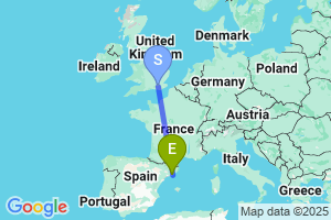 Map of the flight from London Gatwick to Barcelona