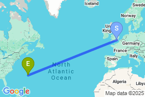 Map of the flight from London Gatwick to Hamilton