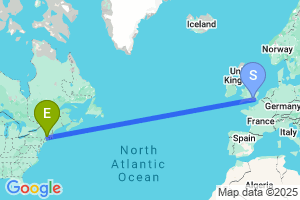 Map of the flight from London Gatwick to Hartford Bradley International